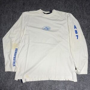 Aeropostale Mens Long Sleeve T Shirt White Graphic Print Size‎ M